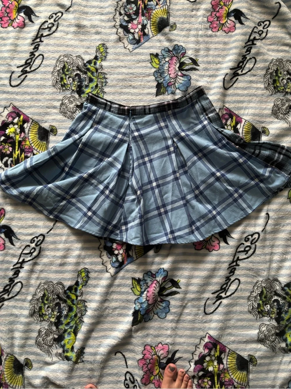 SO Goods For Life Blue Plaid Pleated Mini Skirt Y2K Size 5